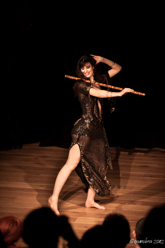 Rachael performing a Saiidi stick dance at the OMEDS Winter Hafla 2012 in Oxford