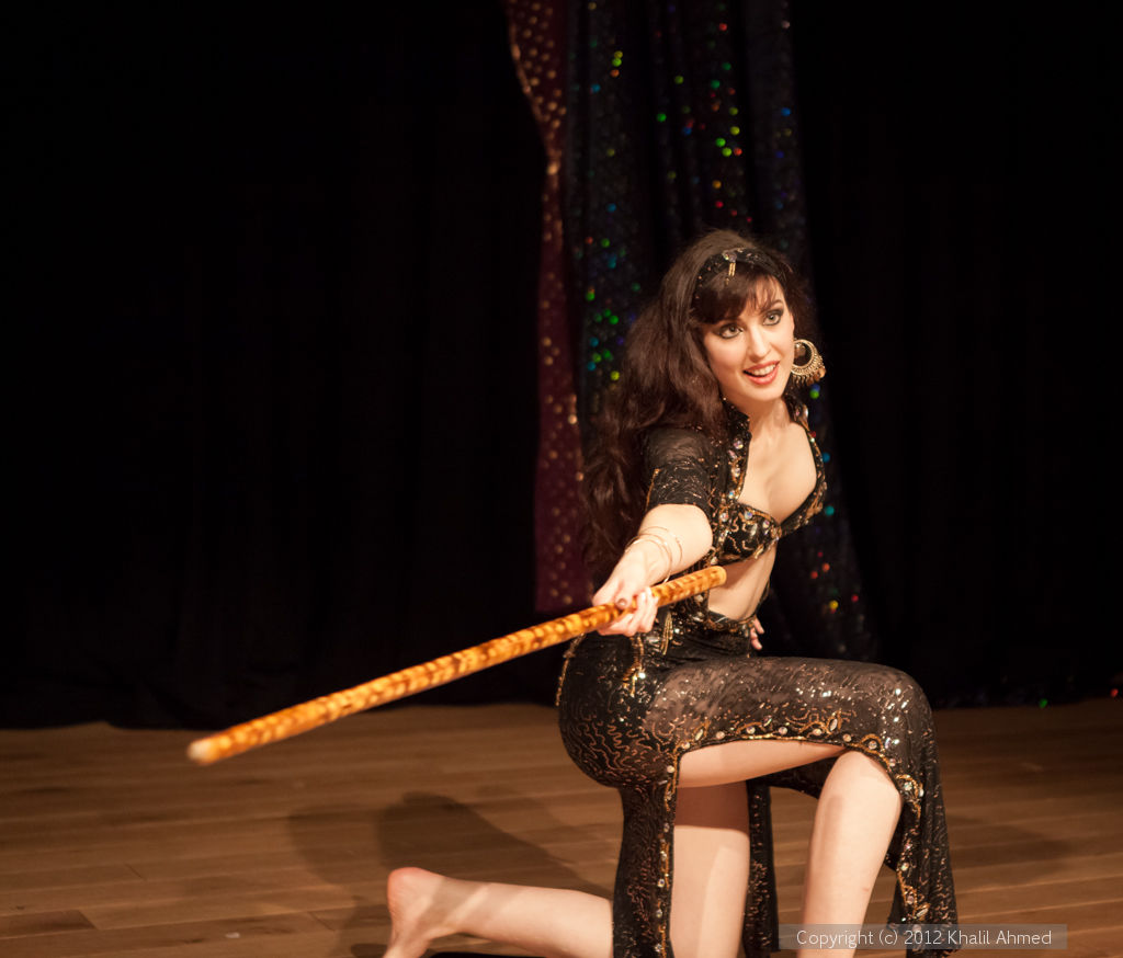Rachael performing a Saiidi stick dance at the OMEDS Winter Hafla 2012 in Oxford