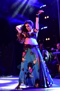 Rachael bellydancing with live band at the Arab Quarterly in London, April 2016